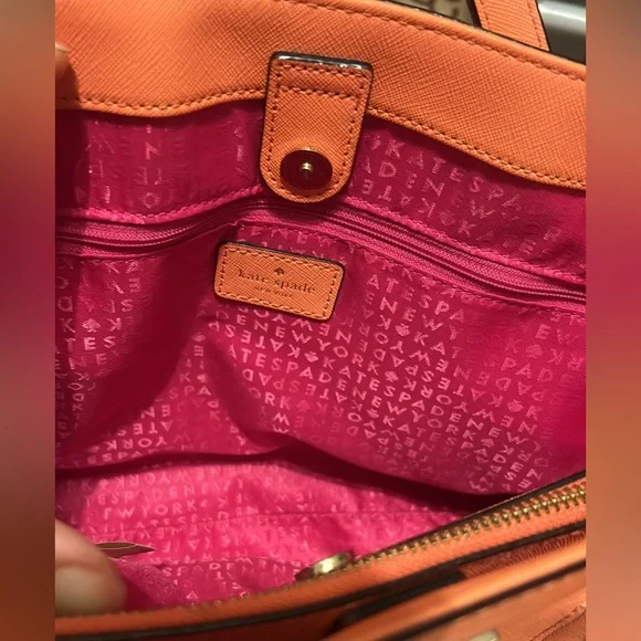KATE SPADE NY Evangelie Laurel Way Satchel Handbag Saffiano Leather Coral NWOT - Picture 3 of 3